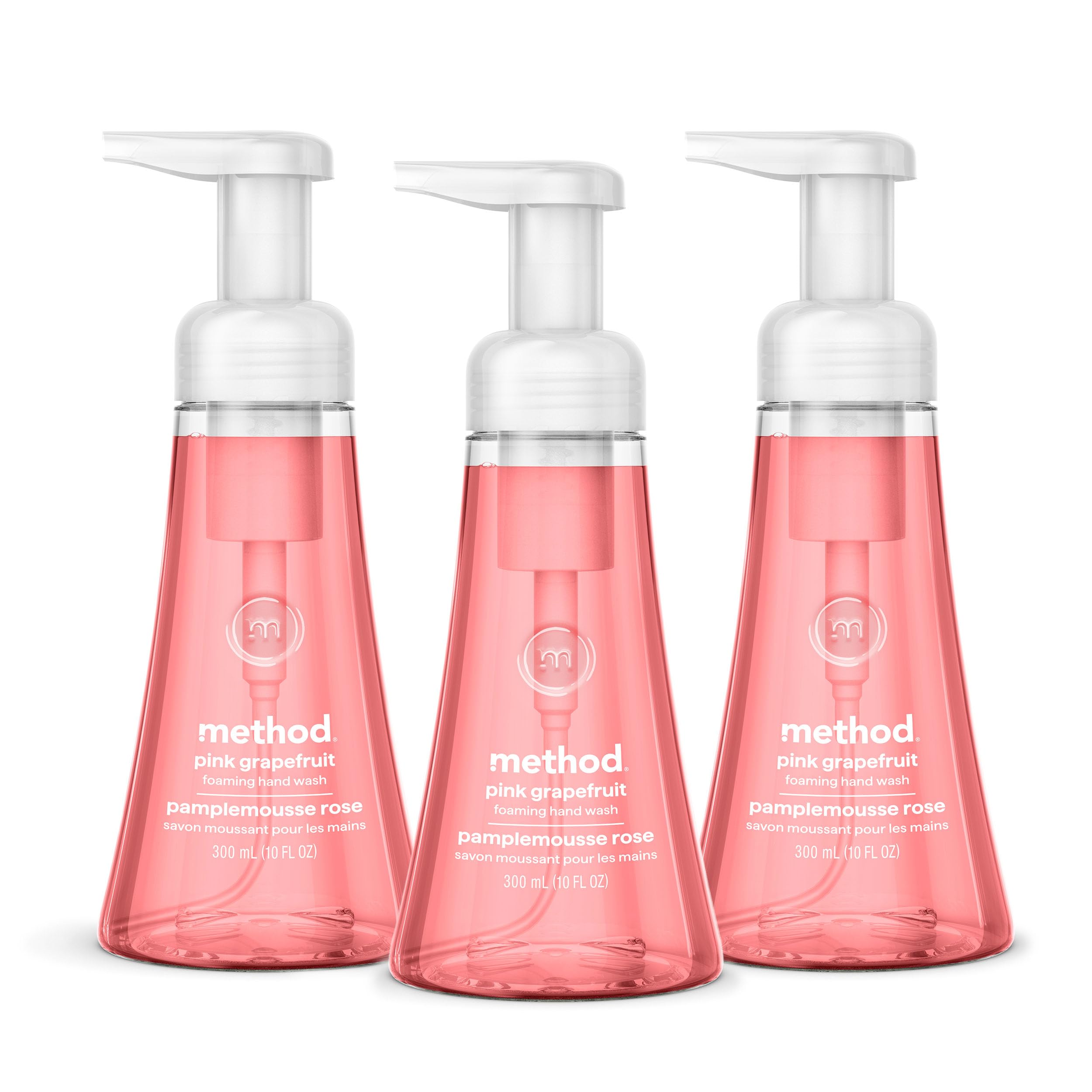 Method Foaming Hand Soap, Pink Grapefruit, 10 Fl Oz, Biodegradable Formula, (Pack of 3) | Hydrates & Softens Skin, Designed for Gentle Everyday Cleansing, With Notes of Pink Grapefruit & Blood Orange