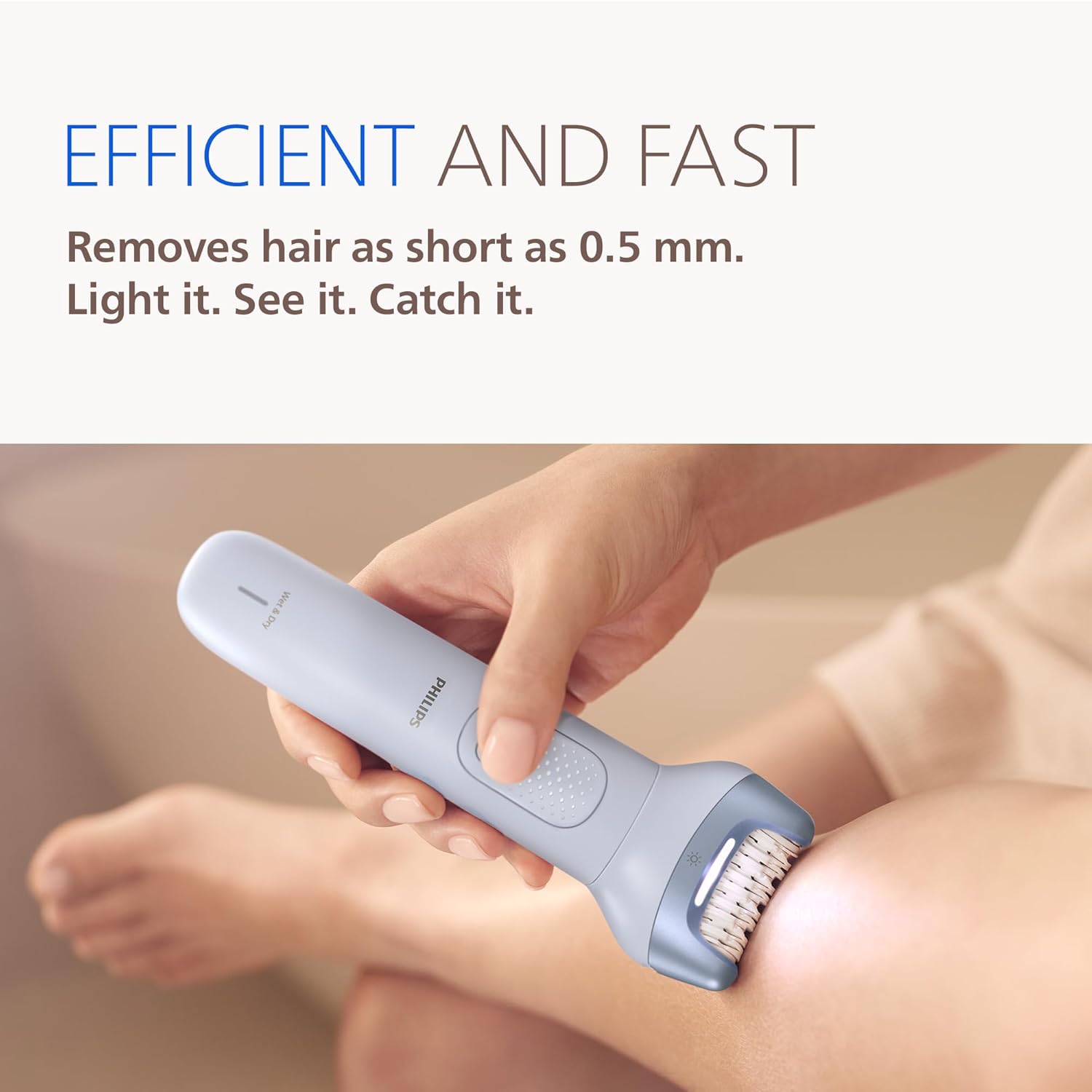 Philips Epilator Series 8000 - Cordless Wet and Dry Electric Epilator, Hair Removal for Legs and Body, with ProGuide, 3 Accessories, 60 min. Runtime, Model BRE708/00