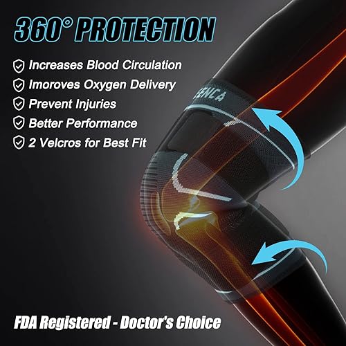 Miniatura 7 de NEENCA Rodilleras para dolor de rodilla, paquete de 2 rodilleras para aliviar el dolor, mangas de compresión de rodilla con correas ajustables para