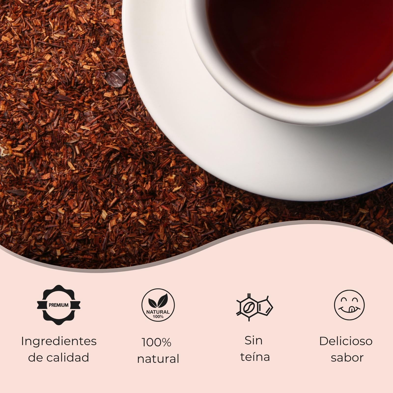 FUSIONATE Rooibos Cacao y Coco 150g Alternativa Chocolate Caliente Infusión Sin Cafeína
