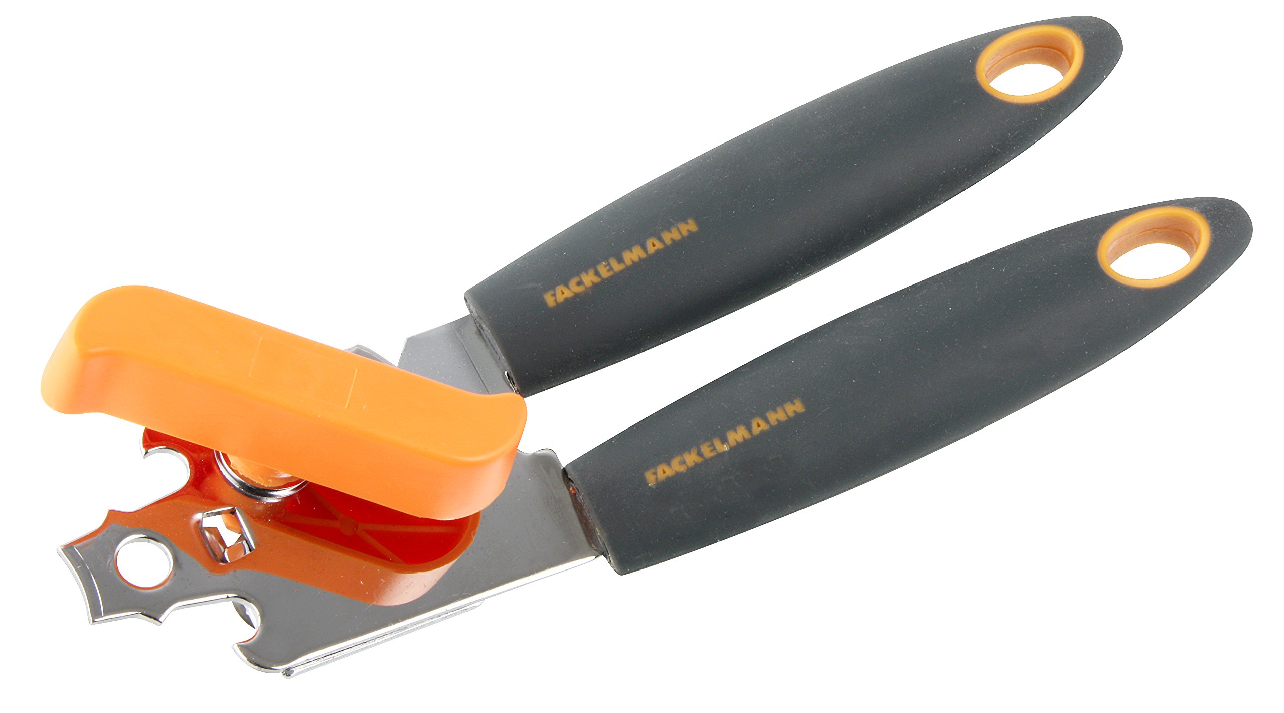 FackelmannCan opener Soft 19cm in grey/orange/silver, 19 x 8 4.5 cm