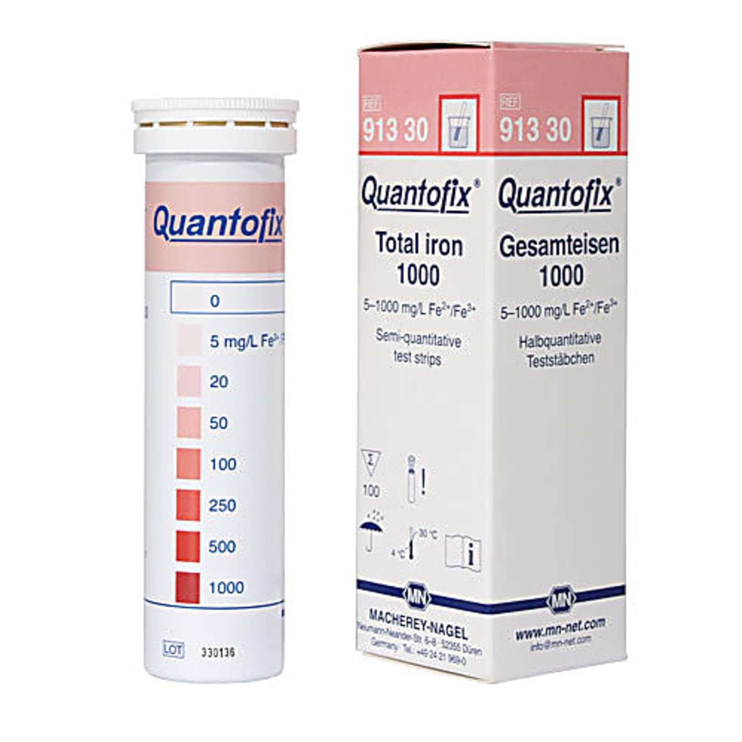 Macherey-Nagel, 91330, Quantofix Total Iron 1000, Box of 100 Strips W/O Reagents