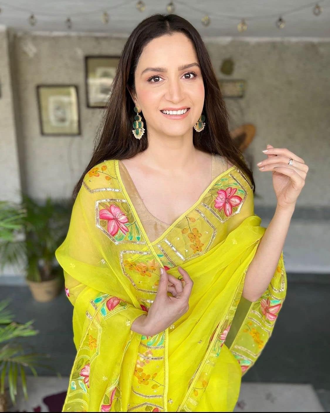 Buy urvee Saree For Womens Soft Organza Silk Fabric Yellow Color Saree