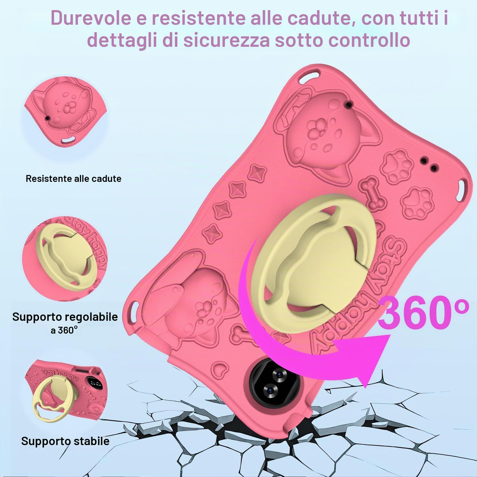 Tablet 9 Pollici Android 15 con Gemini AI, 32GB ROM + Espandibile 2TB, Octa-Core, Widevine L1, WiFi 5G,1340 x 800, BT5.0, Fotocamere 8MP/5MP, 5000mAh, Tablet con controllo parentale – Rosa