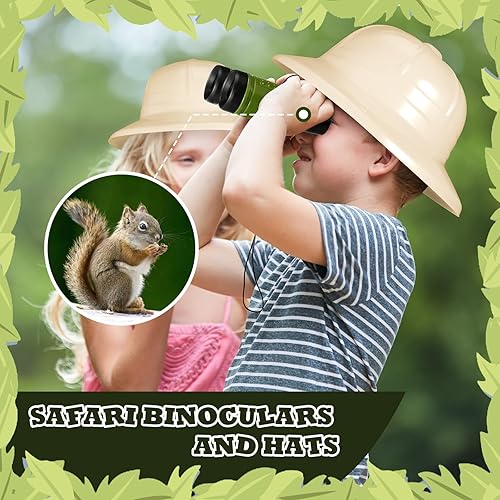 Miniatura 5 de Halloscume 24 piezas de recuerdos de fiesta de safari incluyen 12 binoculares de juguete, 12 sombreros de fiesta de explorador, regalos de disfraz