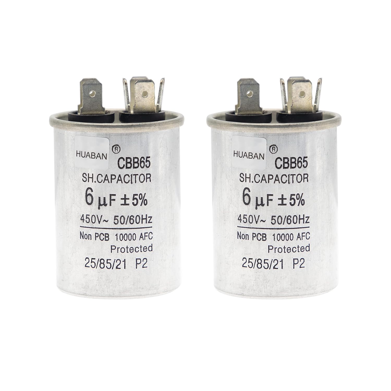 2 Pieces 55 uF Start Capacitor CBB65 450V 50/60Hz Aluminum Shell for Air Conditioner