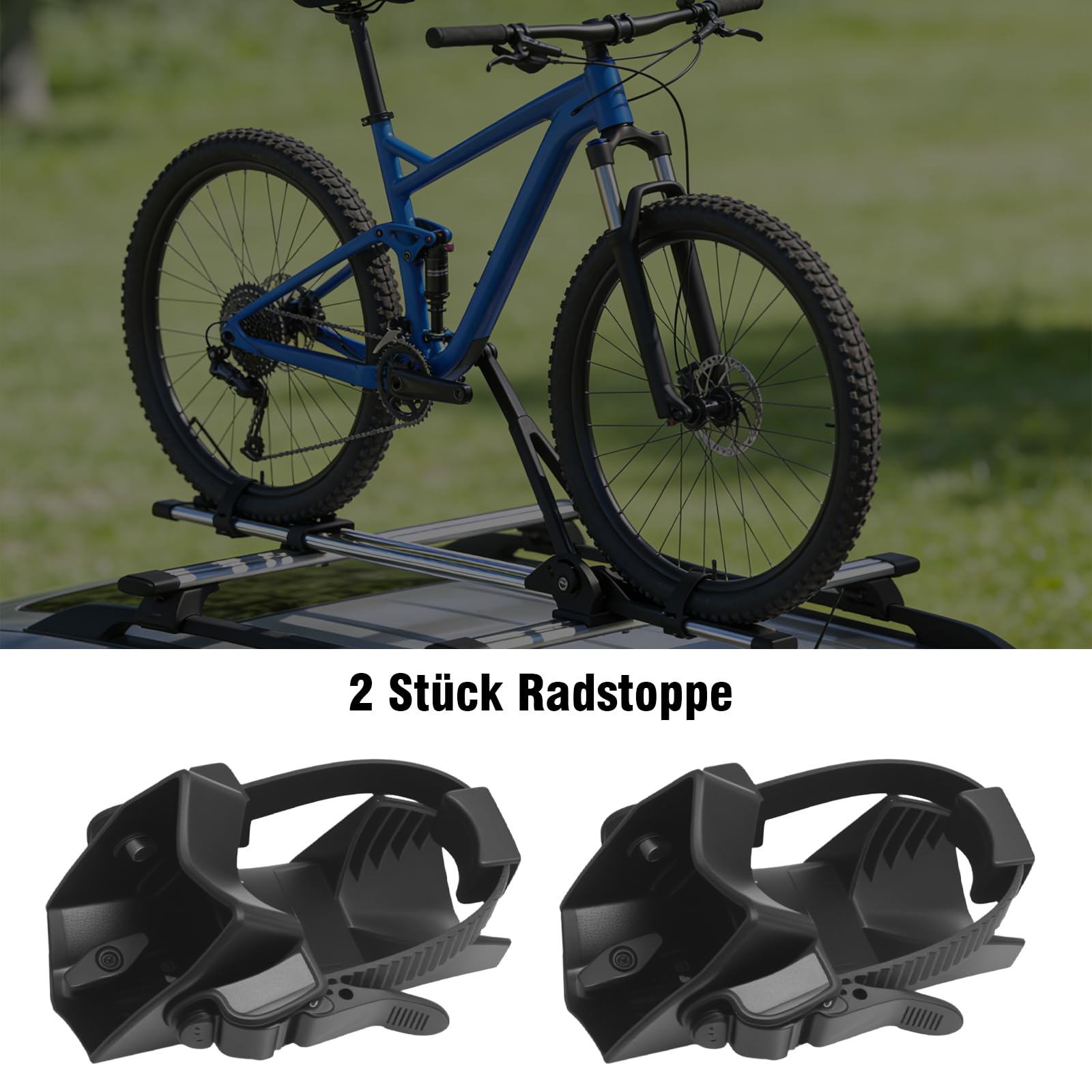 2 Stück Radstopper, Fahrradträgerzubehör für Reifen bis zu 3,11 Zoll, kompatibel mit Mountainbikes und Rennrädern