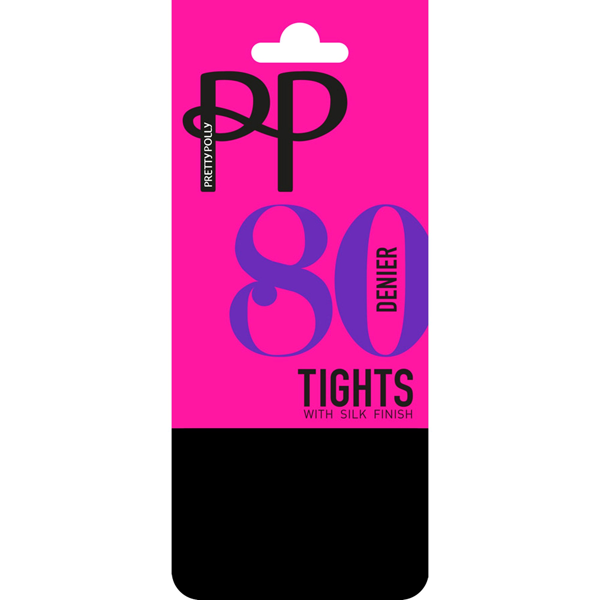 Pretty Polly Black 80 Denier Opaque Tights With Silk Finish (S/M (34"-40" Hip))
