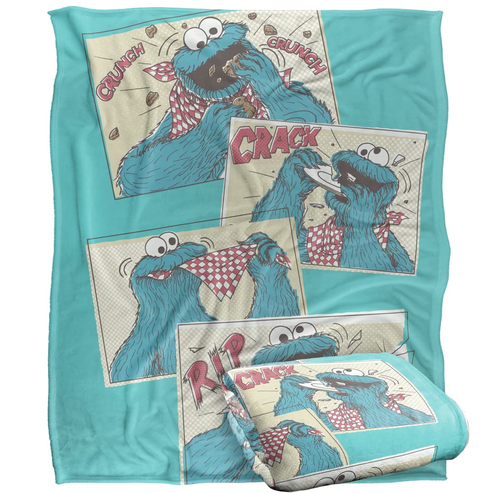 Logovision Cookie Monster Comic Sesame Street Officially Licensed Silky Touch Super Soft Throw Blanket 152 X 127 Cm