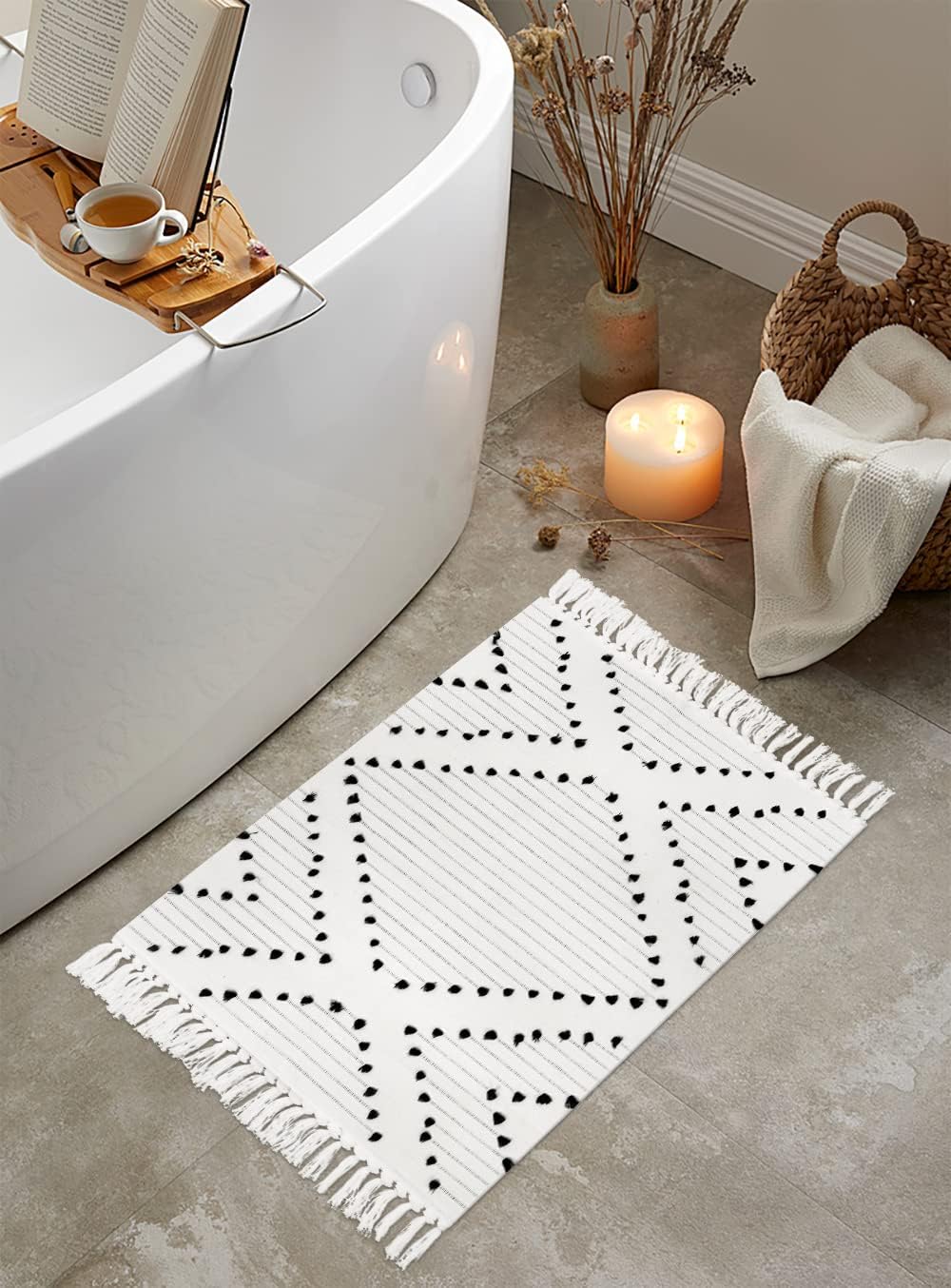 Amazon.com: LIVEBOX Small White Rug 2' x 3' Boho Washable Rug for ...