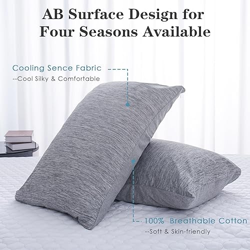 Miniatura 9 de CHOSHOME Fundas de almohada refrescantes estándar, diseño de doble cara enfriamiento y algodón Q-Max 0.45 fundas de almohada refrescantes para