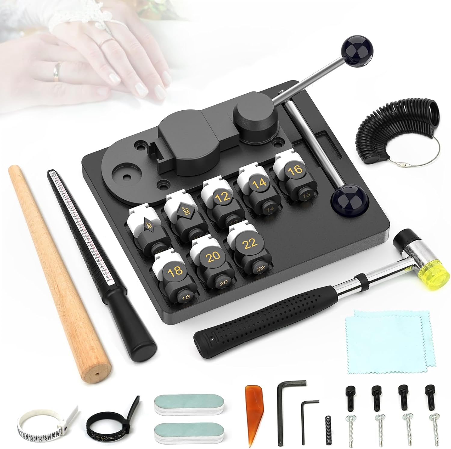 JAZORR Ring Bender Tool Ring Bending Tool, Spoon Ring Maker Machine Jewelry Making Kit with Nylon Dies Earring Ring Bender Machine Sizer Measuring Tool Multi-Functional Jewelry Tool BLACK