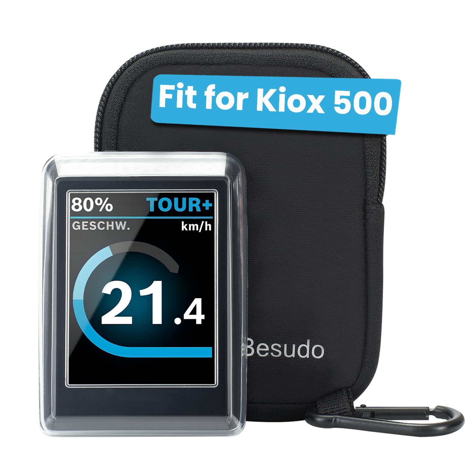 Besudo Displayschutz-Set passend für Kiox 500 Display(BHU3700) - Display Schutzhülle mit Neopren Schutztasche für Kiox 500 vor Kratzern, Stößen - Ebike Zubehör Protective Cover - L046-KB