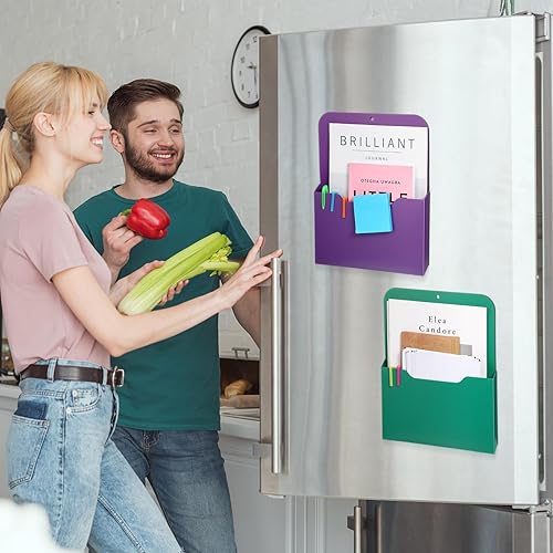 Miniatura 4 de Kosiz 6 piezas de soporte magnético para archivos de pared, organizador de archivos de pared, soporte de papel para refrigerador, suministros de