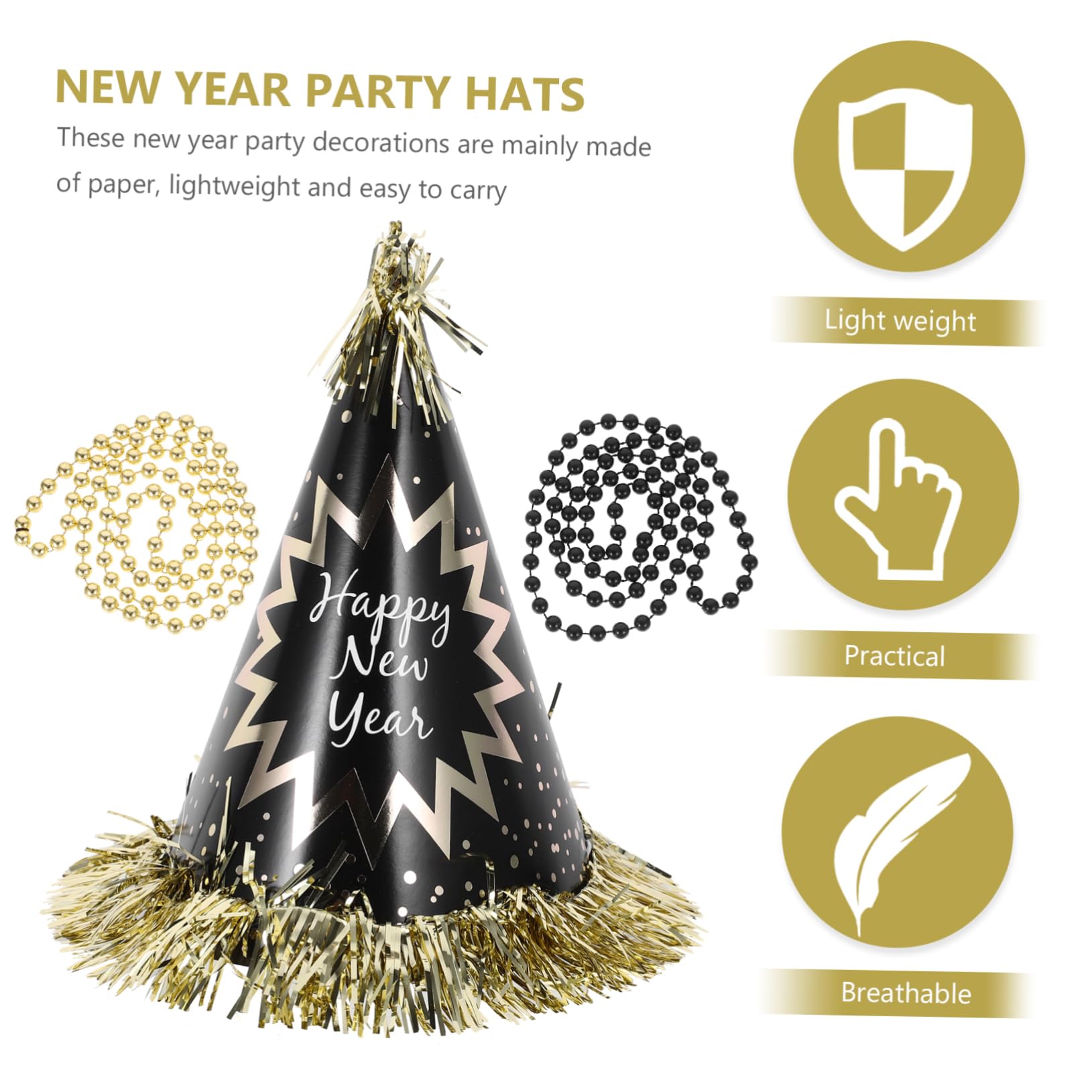 HANABASS 1tasche Silvester-partyhüte und Tröten Stirnbänder Perlenketten Set mit Hut und Dekoration für Neujahrfeiern Partyartikel für Drinnen und Draußen