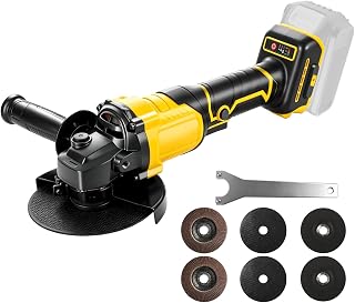 Cordless Angle Grinder 4-1/2" Compatible with Dewalt 20V Battery, 3 Variable Speed Amoladora Angular Included 6 Discs,Electric Grinder Tool for Cutting, Grinding,Polishing and Rust Removal (Tool Only)