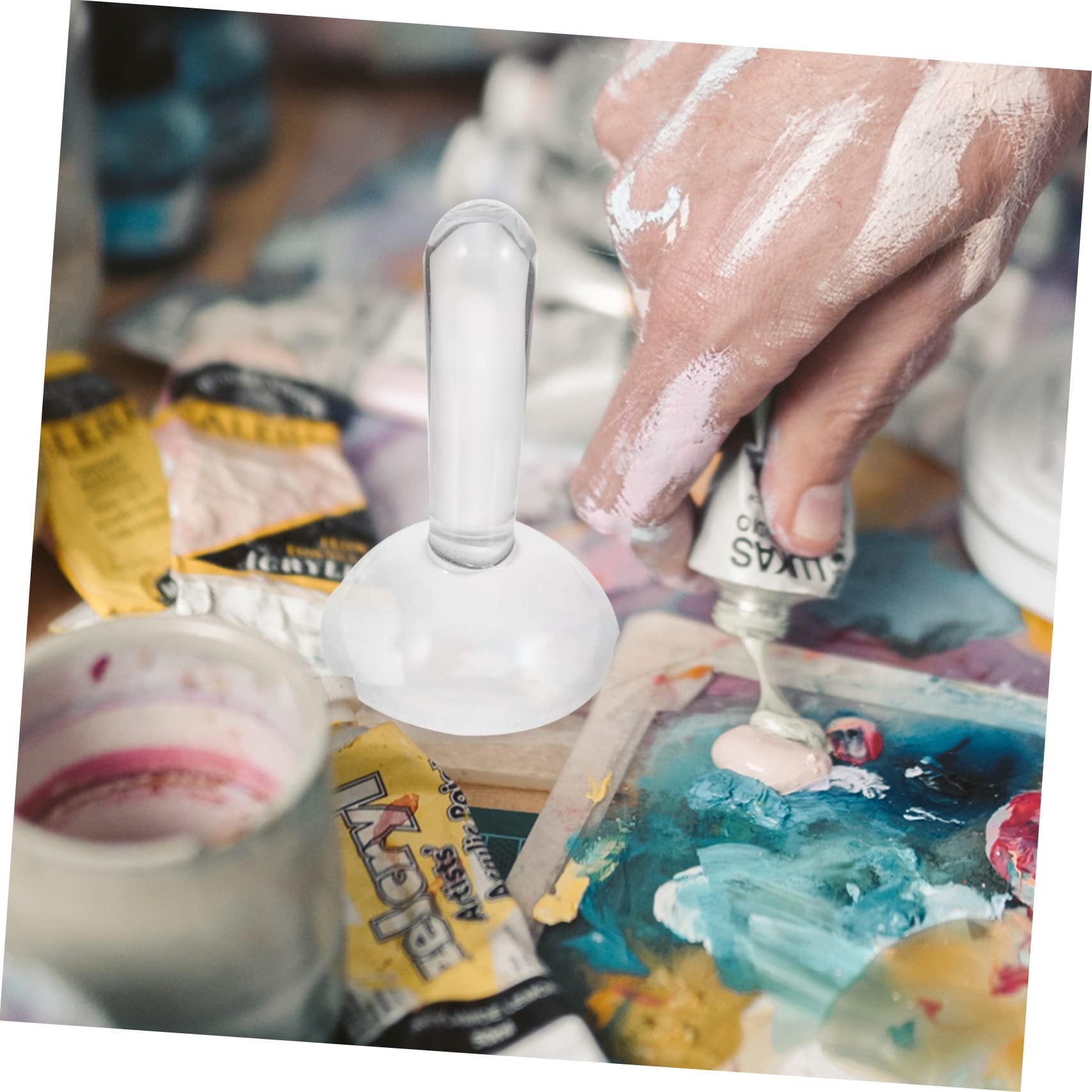 LALAFINA Mortero para Moler Pintura al Óleo y Acuarela Varilla Mezcladora de Vidrio Ergonómica