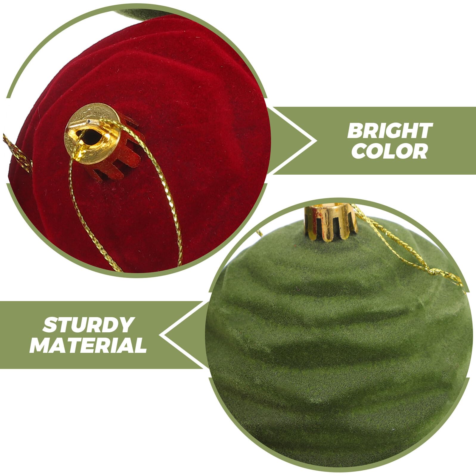 Bolas de Navidad Flocadas de 8 CM Surtido de 12 Adornos para Árbol en Verde y Rojo Decoración Navideña Colgante para Hogar y Fiestas
