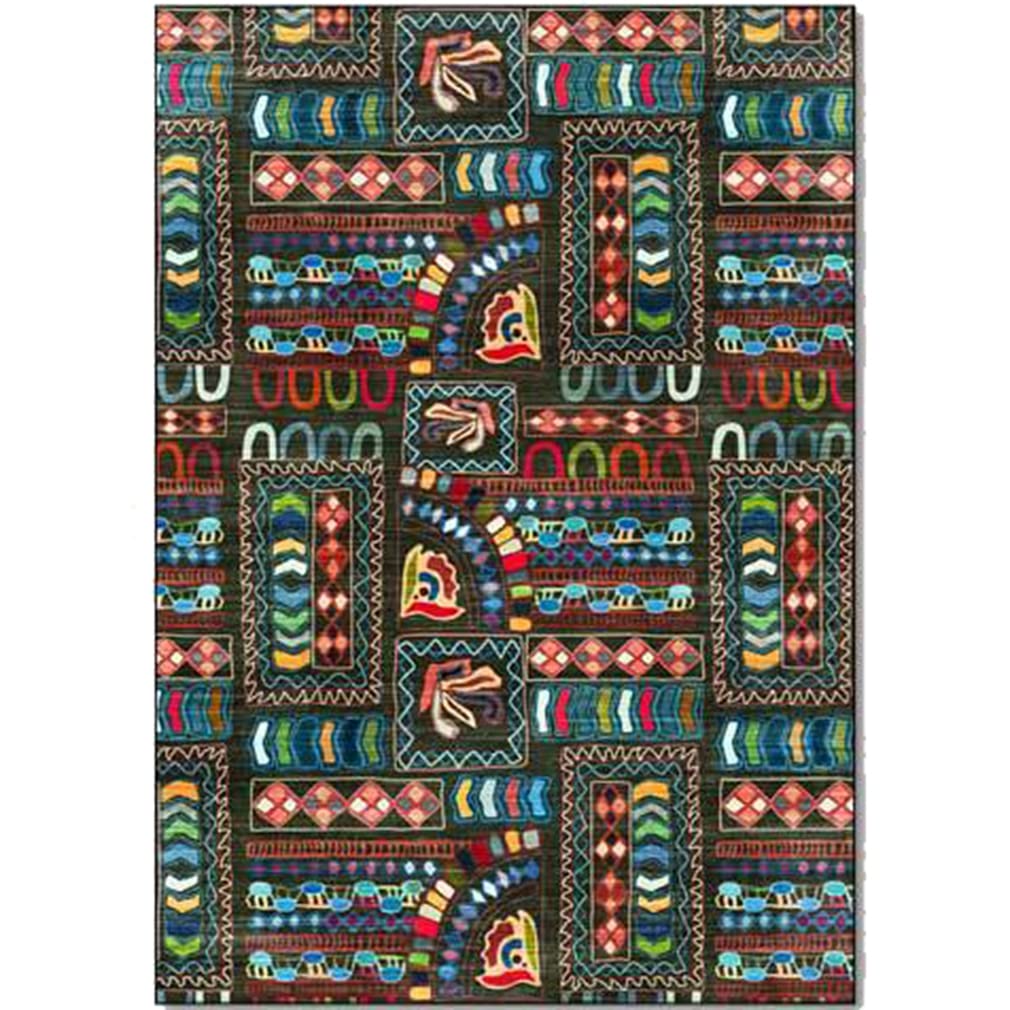 LIKETN Bohemia Vintage Area Rug Boho Floral Luxury Decor Carpet for Farmhouse Bedroom Living Room Courtyard Kitchen Runner Mat Non Slip Bathroom Rugs