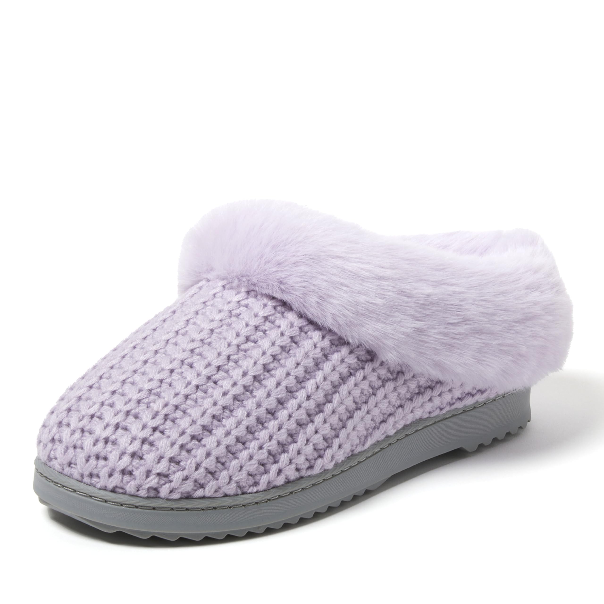 Dearfoams Women's Memory Foam Cozy Soft House Slippers Gifts for Women Hannah Knit Clog House Shoes
