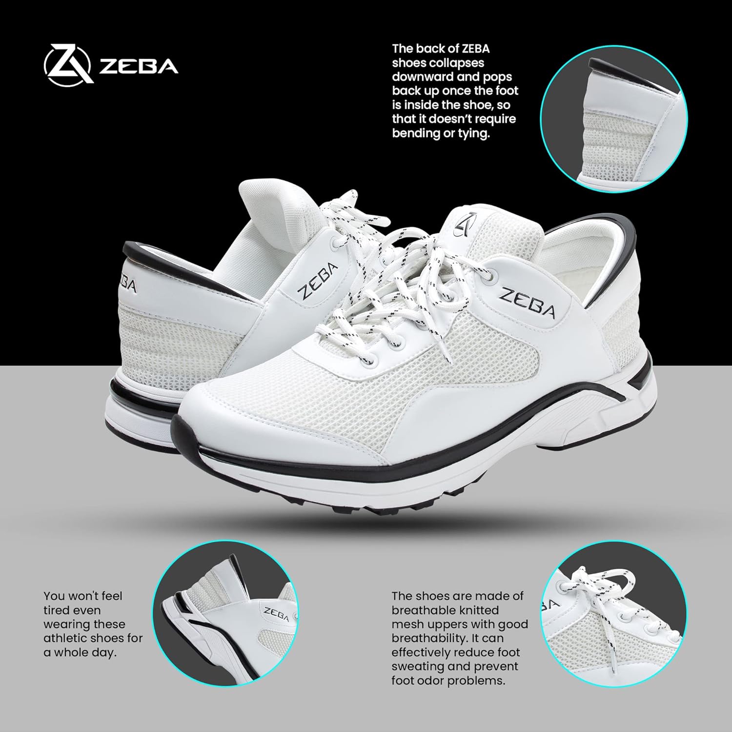 ZEBA Hands Free Slip on Sneakers for Men - Step Up Your Comfort and Style with Perfect Walking Shoes and Fashion Sneakers - Image 3