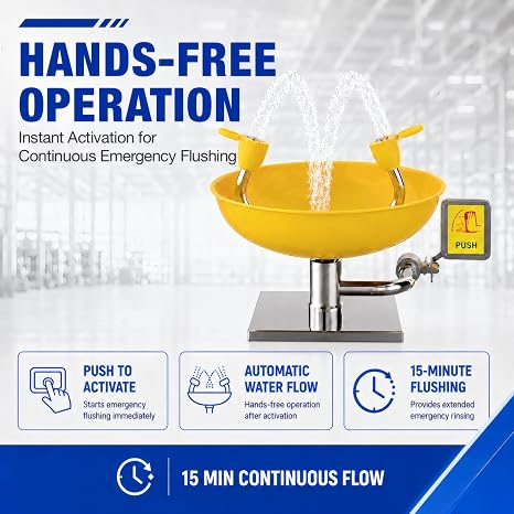 Eye Wash Station, Wall Mounted Emergency, Portable Emergency Eyewash Stand Eye Irrigation Sign, 304 Stainless Steel, Enhanced ABS Surface Coating (Eyewash)