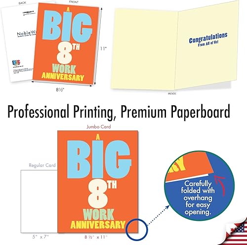 Miniatura 3 de NobleWorks - Tarjeta de felicitación de aniversario de trabajo de 8.º hito humorístico de nosotros de 8.5 x 11 pulgadas con sobre (paquete de 1)