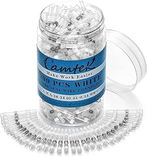 Camtek 200pcs 26-24 AWG White Solder Seal Wire Connectors - Waterproof Heat Shrink Butt Splices, Marine Grade for Automotive & Marine Wiring
