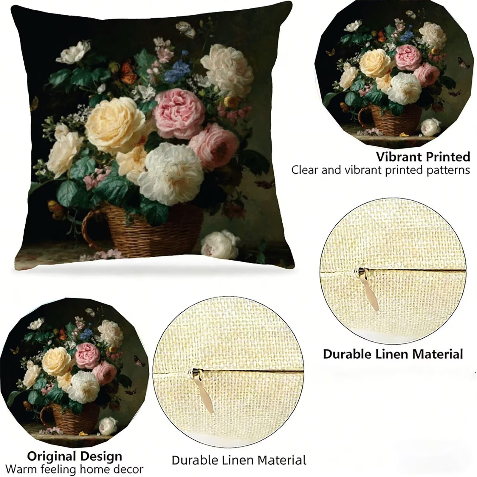 Housse de Coussin Canapé Flower 65x65cm Exterieur Impermeable Botanique Taie D'oreiller Décoratif Aesthetic Housse Coussin Decoration pour Chambre Sofa Jardin Balcon Terrasse Lot de 2. P-5049