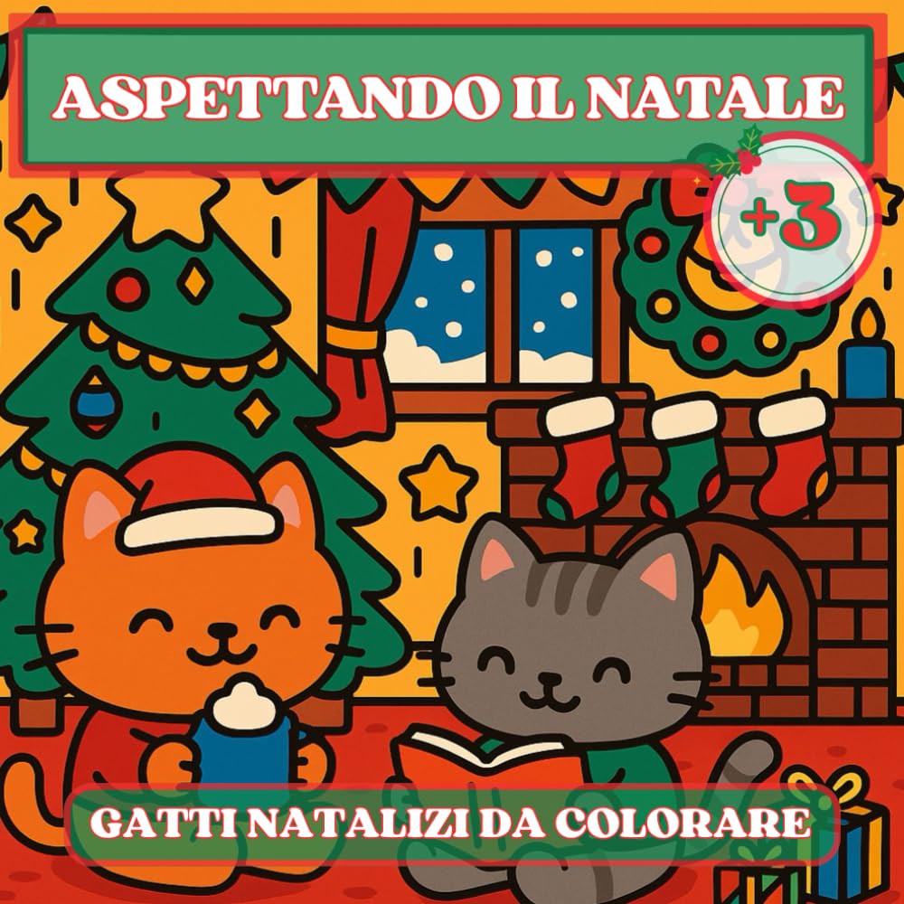 Aspettando il Natale: gattini natalizi da colorare