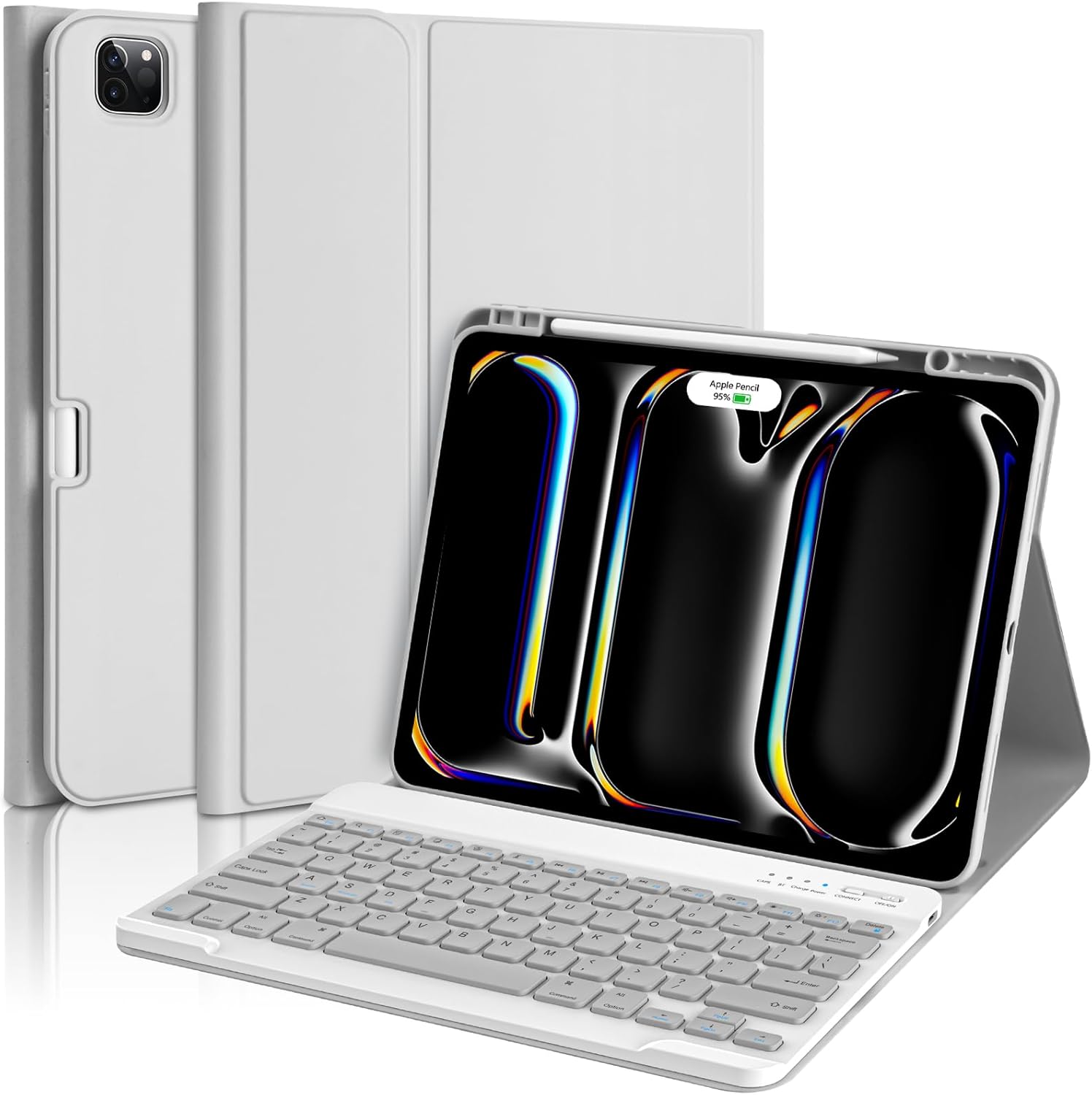 aMZCaSE for iPad Pro 13 inch Case with Keyboard (M4, 2024), Keyboard Case for iPad 13 Pro Magnetic Detachable Folio Slim iPad Pro 13 Stand Cover,Smart Sleep/Wake,Pencil Holder,Light Blue