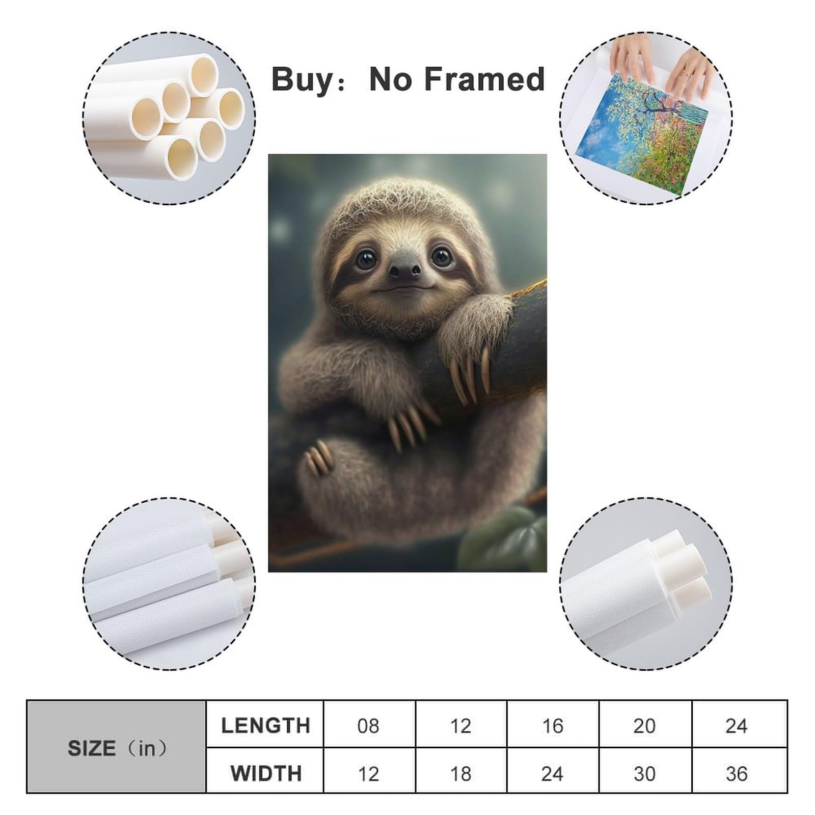 原画『 Hang ing 』アクリル水彩画 絵画 アート イラスト ナマケモノ