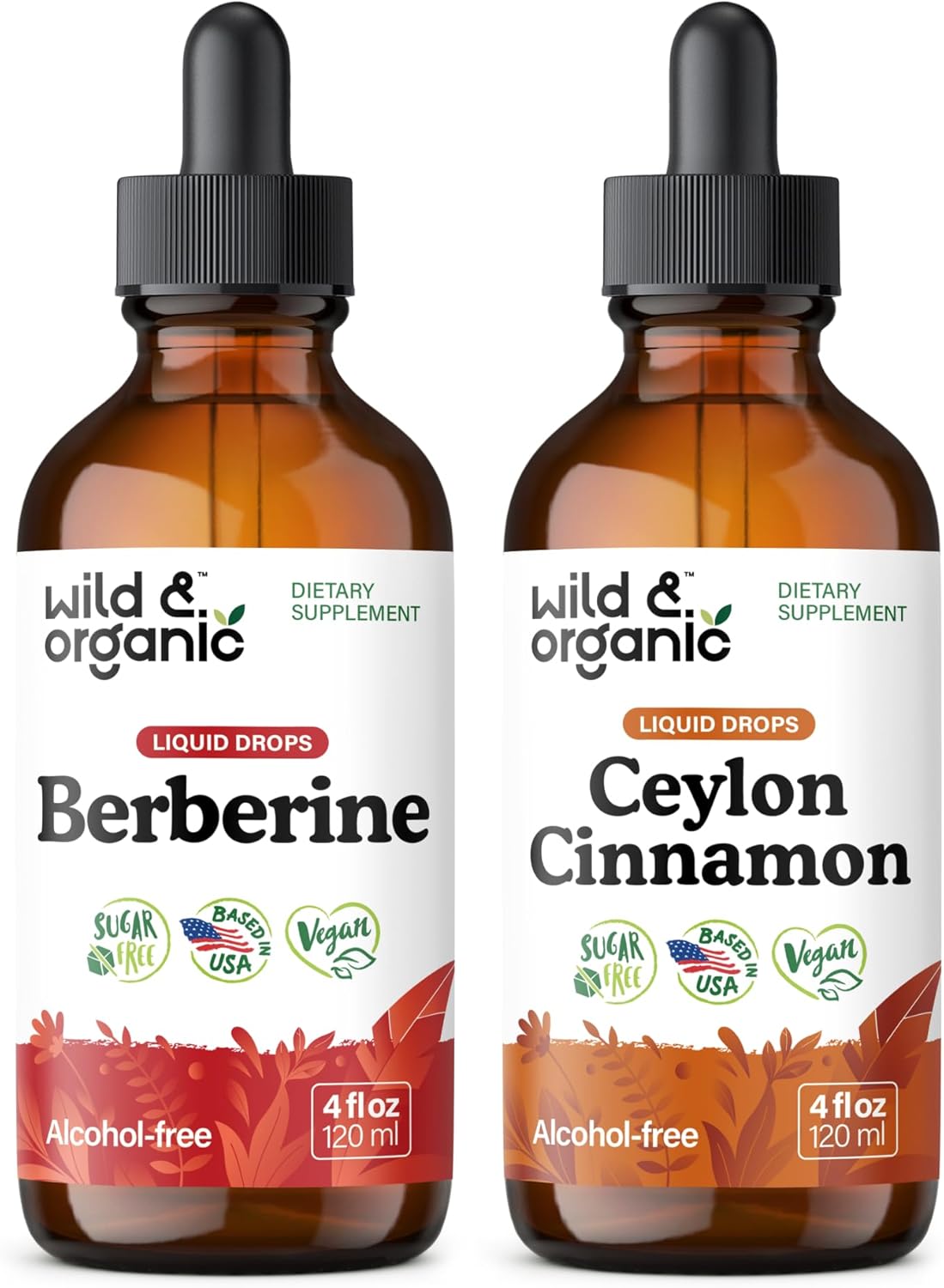 Wild & Organic Berberine Tincture 4 fl oz & Ceylon Cinnamon Tincture 4 fl oz