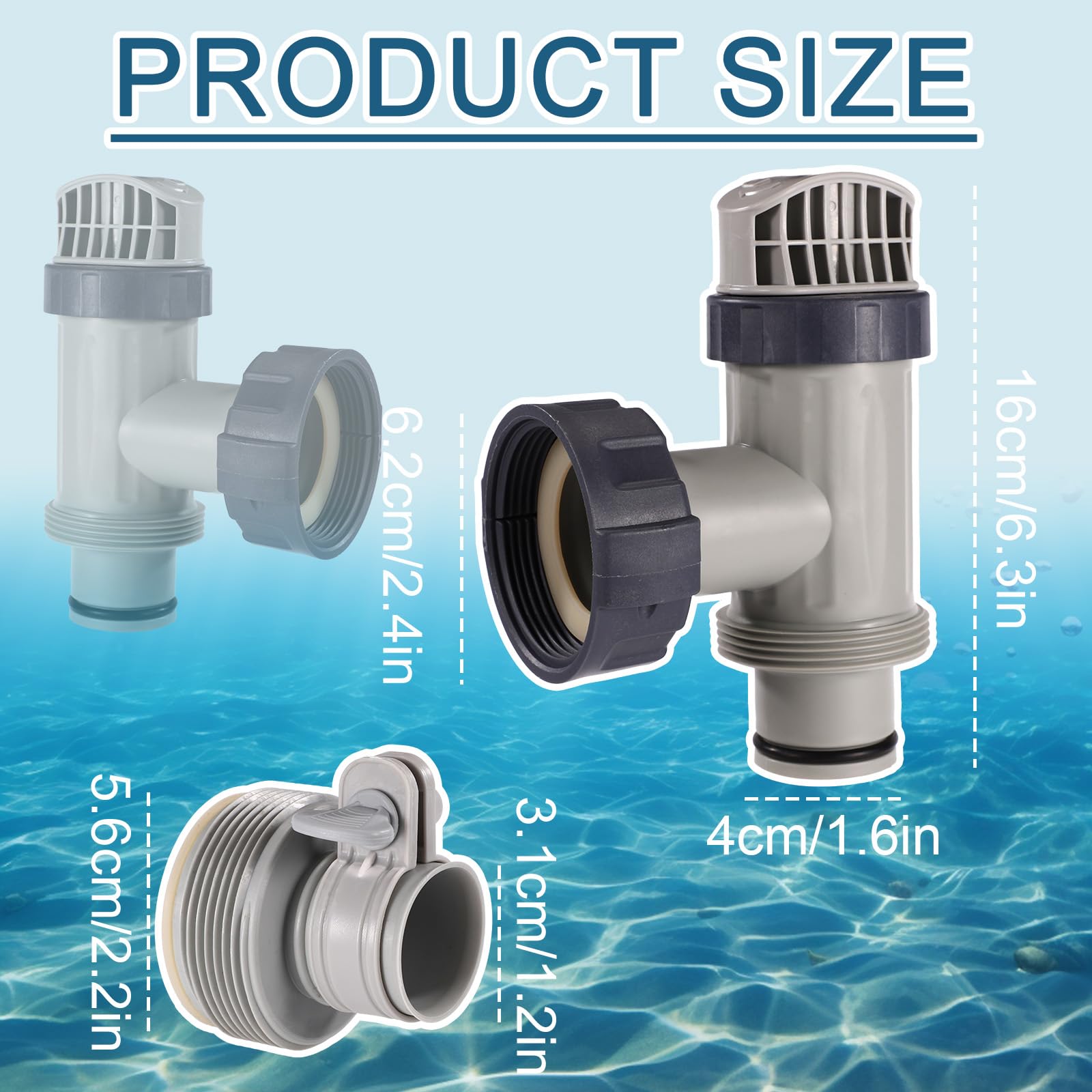 Lyreh Vanne à Piston Adaptateurs Tuyau Type B Compatibles Intex Pièces Piscine Remplacement Vanne Plongeuse Support Tuyau Piscine Hors Sol