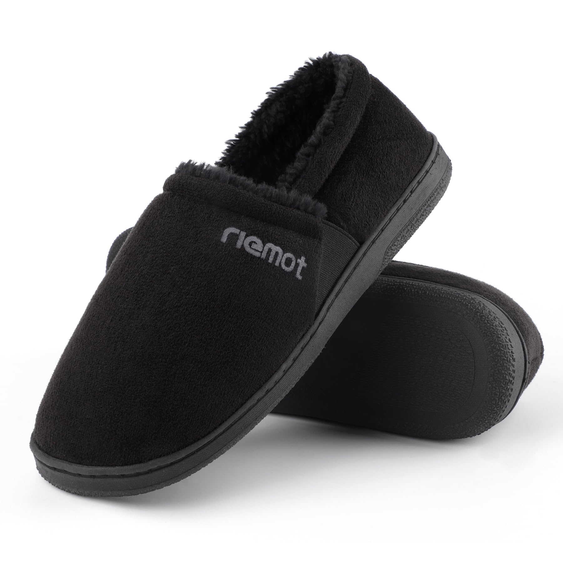 riemot Mokassin Hausschuhe für Herren, Memory Foam, warm gefüttert, EU42-47 | Warmes Fleecefutter, Veloursleder-Optik, weicher Memory Foam und TPR-Sohle für Zuhause und kurze Wege