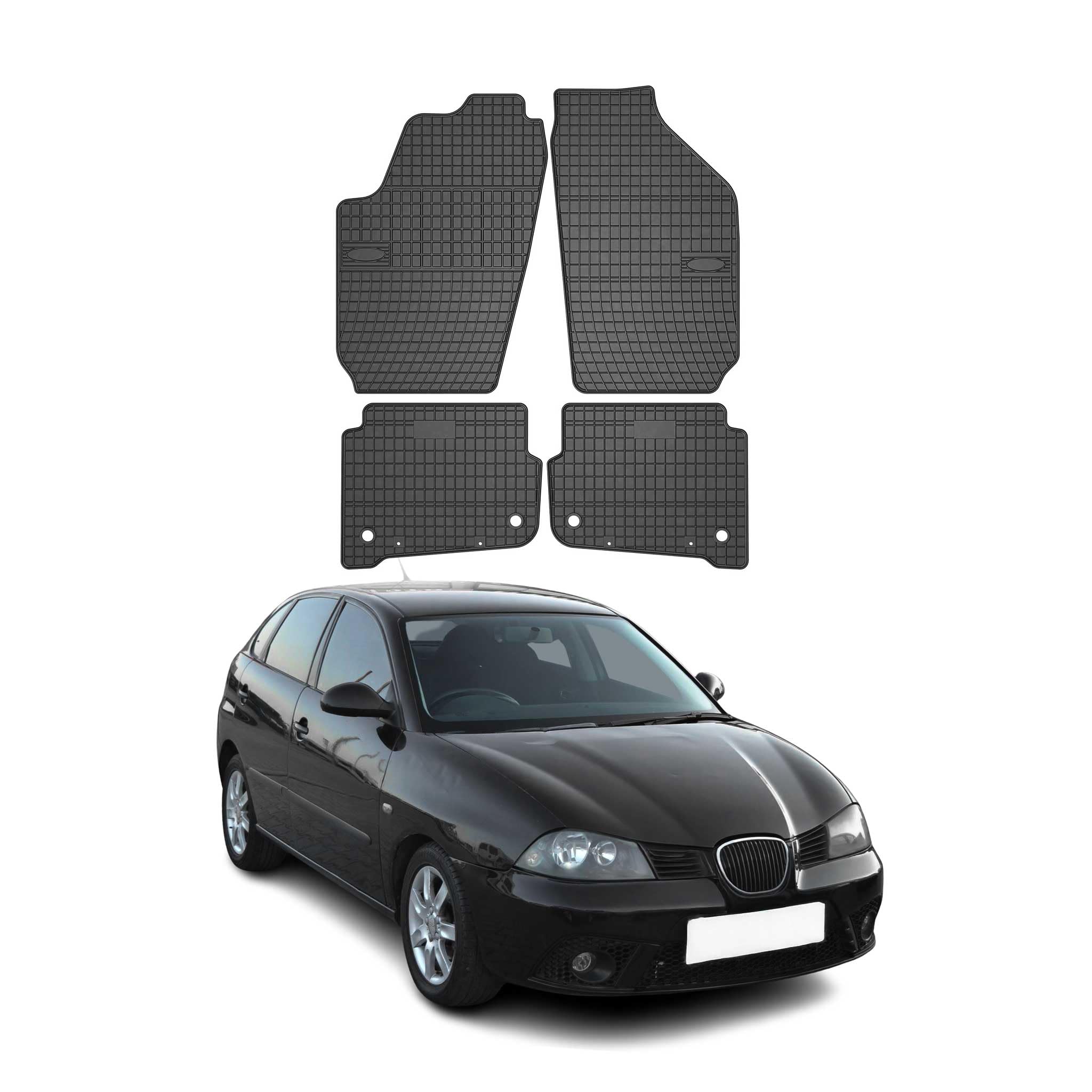 OMAC Alfombrillas de Goma Compatibles con Seat Ibiza 2002-2009 Alfombrillas de Coche Goma TPE Negro 4tlg