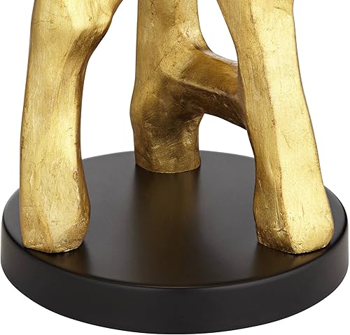 Miniatura 6 de Possini Euro Design Escultura orgánica de 29 pulgadas de alto, moderna lámpara de mesa auxiliar de lujo, acabado dorado, tela única, pantalla