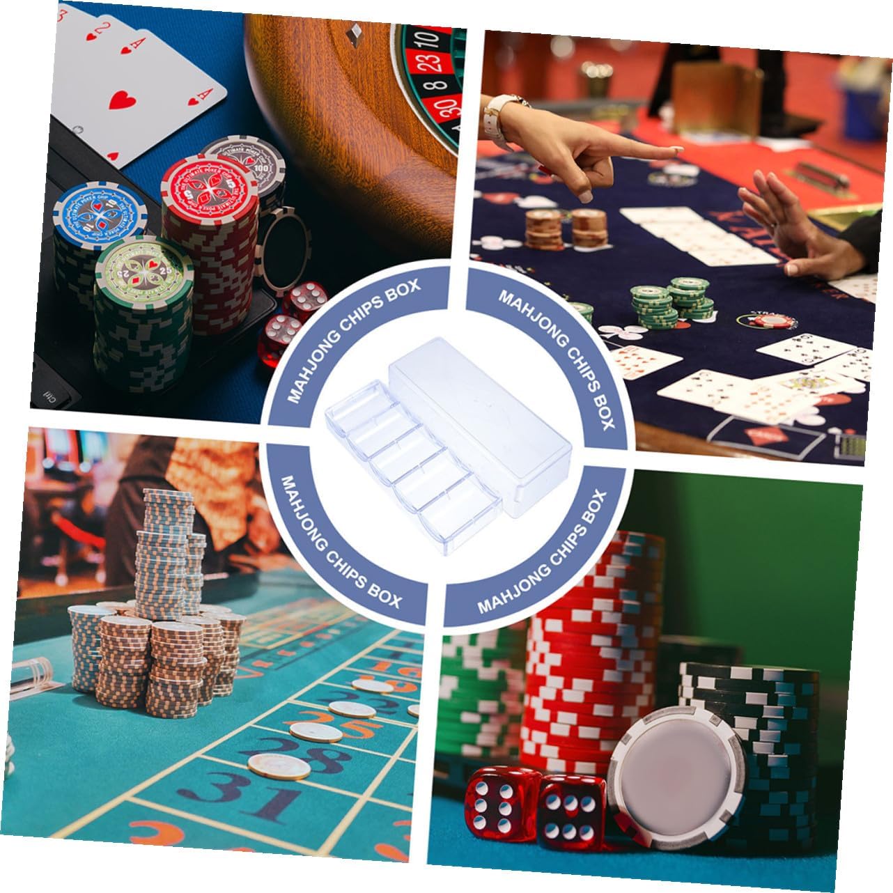 2pcs Poker Chips Tray Cover Poker Chips Organizer Visible Storage Case Compartments for Easy Access and Organization