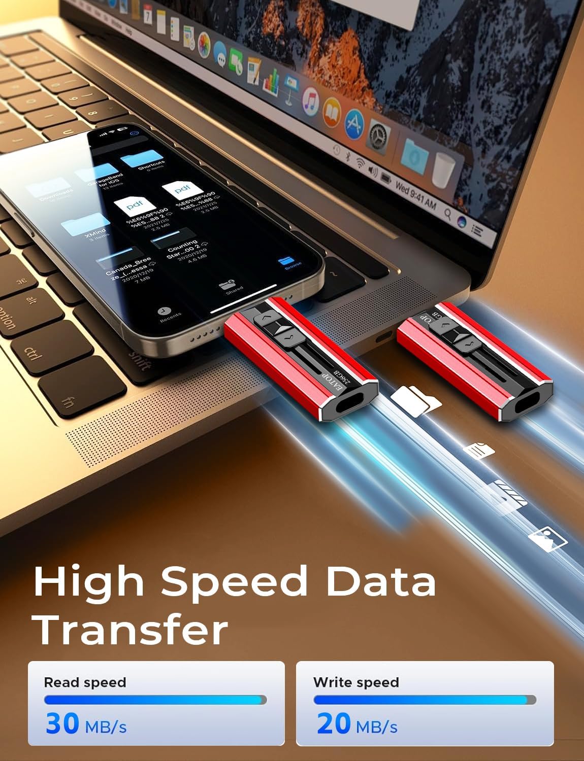EATOP 256GB Flash Drive Intended for iPhone iPad, Memory Stick Storage for Photos and Videos Backup, Compatible with iPhone iPad Android PC, Plug and Play, No Application Required (Red)