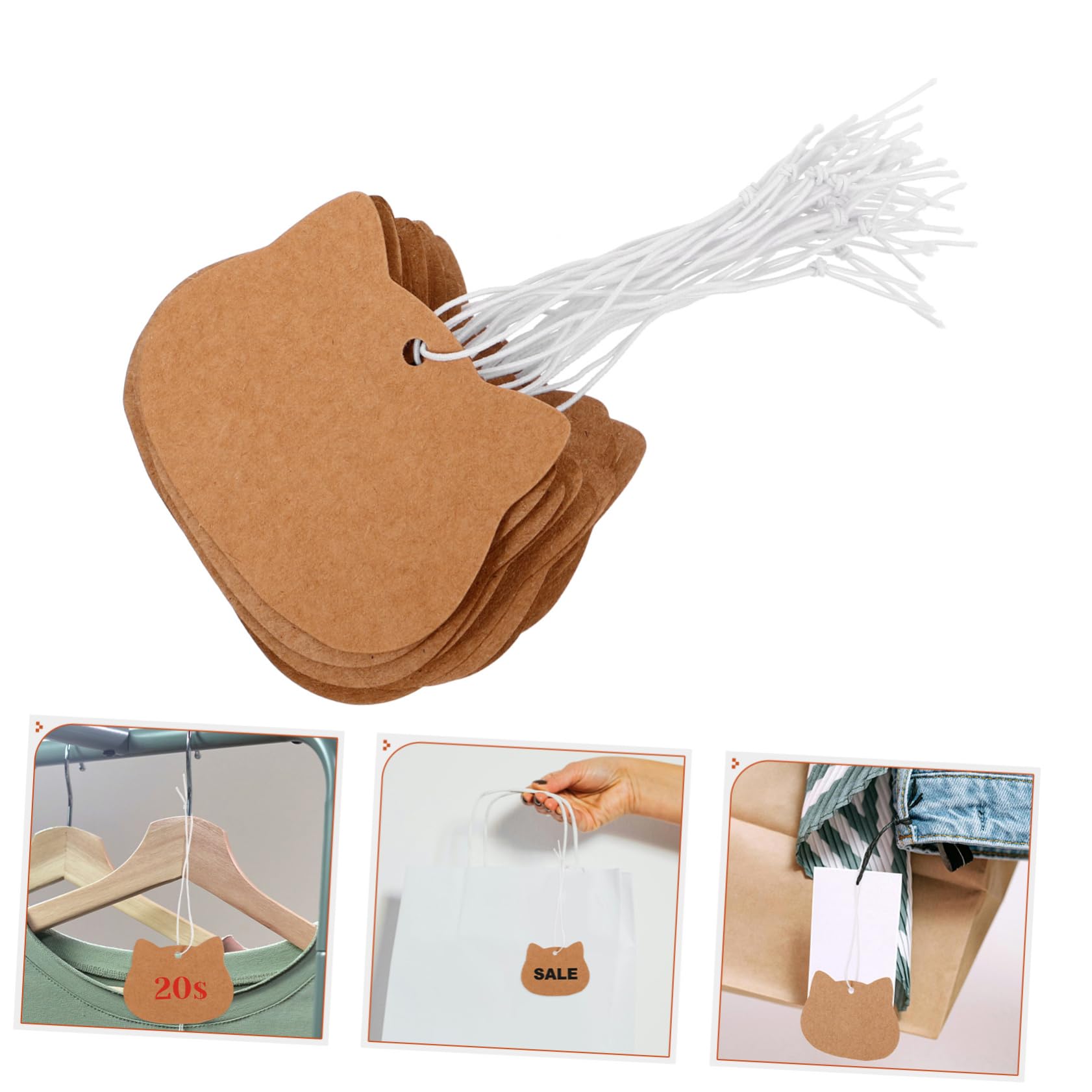 OUNONA 500stücke Kraftpapier Preisschilder Mit Juteschnur Beschreibbare Preisetiketten Für Kleidung Einzelhandel Und -projekte Langlebig Und Vielseitig Einsetzbar