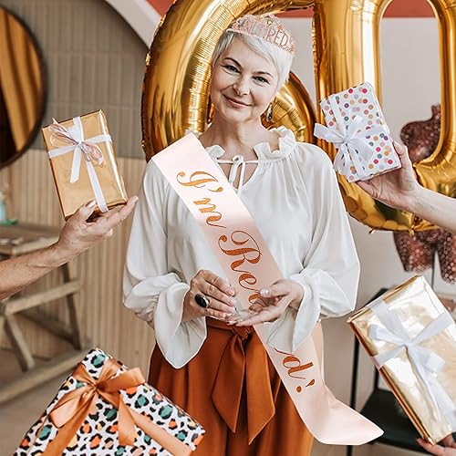 Miniatura 7 de Decoraciones de fiesta de jubilación, regalos de jubilación para mujeres, juego de tiara y banda de jubilación, corona de cristal con purpurina de