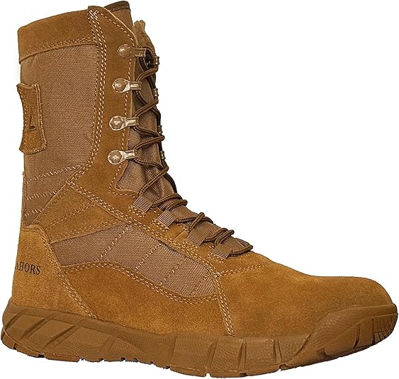 Botas militares tácticas ligeras para hombre, botas de combate con cremallera lateral anticolisión con cordones para senderismo al aire libre, zapatos transpirables