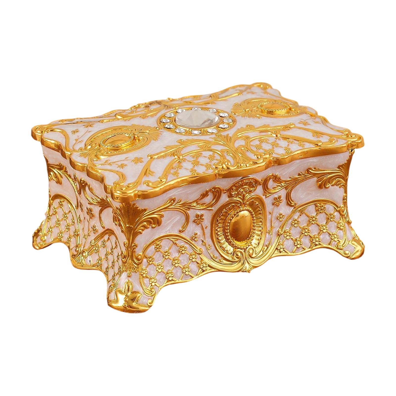 Piceioep Sturdy Alloy Jewelry Storage Box Featuring Enameled Floral Pattern Floral Pattern Jewelry Planner