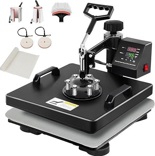 Dollate Máquina de prensa de calor de 15 x 15 pulgadas, paquete 6 en 1 para impresión de camisas, columpio, prensado de vinilo, sublimación HTV