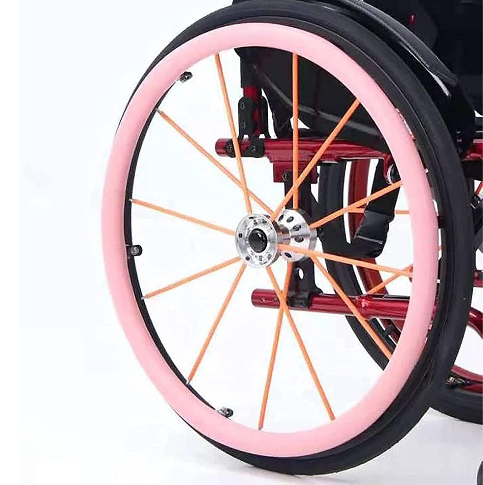 LINCYS Wheelchair Push Rim Covers, 24Inch Wheelchair Handrim Covers, Wheelchair Handrim Covers, Wheelchair Rear Wheel Cover for Improve Grip and Traction,Pink,22in