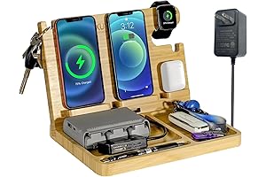 Nightstand Charging Station | Wireless Charger Stand for iPhone/iWatch/Airpod/Samsung