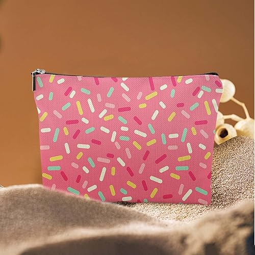 Miniatura 5 de Bolsa de maquillaje de viaje para cosméticos bolsa de maquillaje impermeable con cremallera bolsa de cosméticos para mujer 7 x 10 pulgadas Rosado