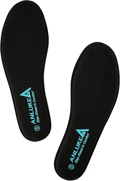 Memory Foam Insoles for Men & Women - Replacement Cushion Shoe Inserts for Work Boots, Running Shoes, Hiking, Sneakers & Loafers - Shock Absorbing Support for Foot Pain Relief & All-Day Comfort Black
