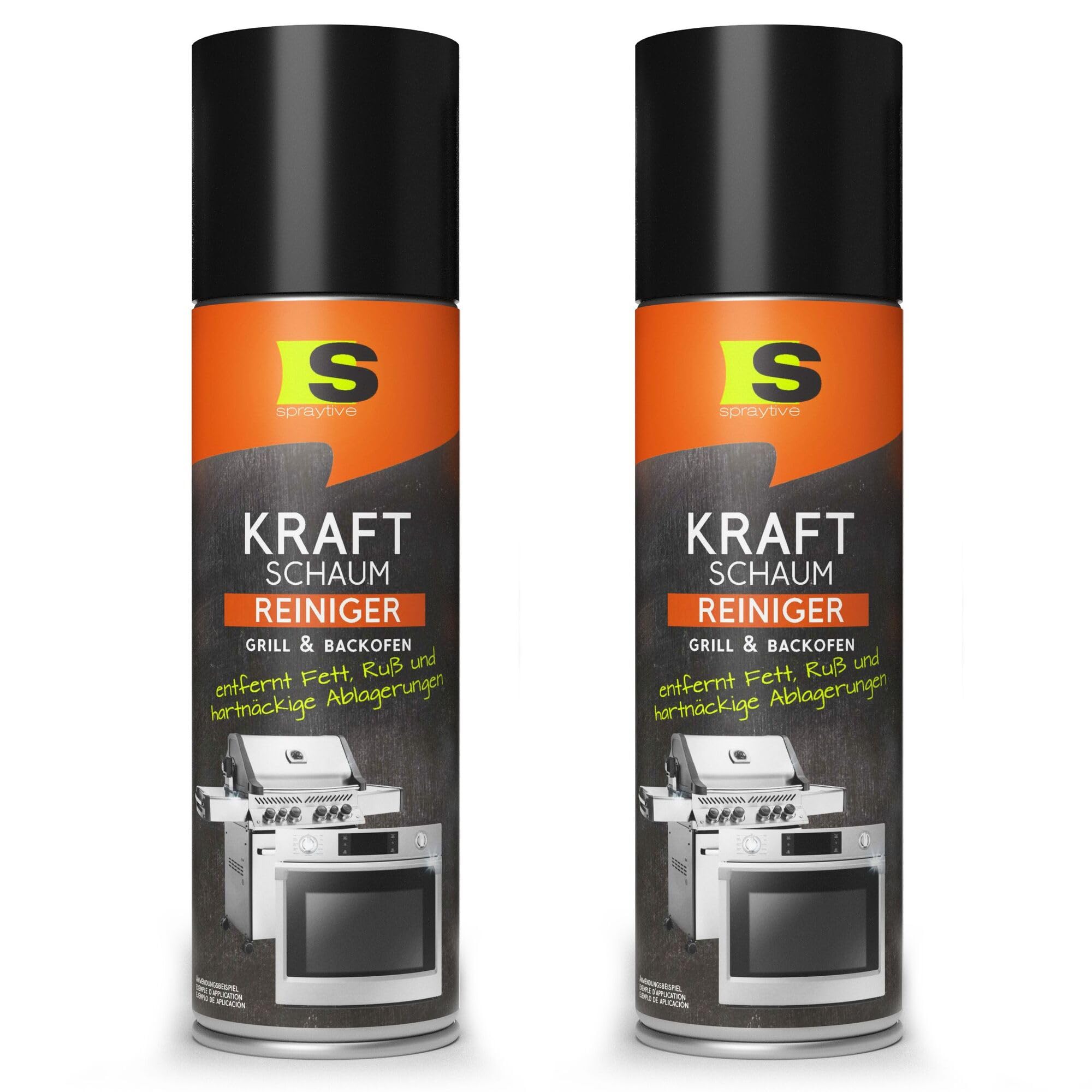Spraytive Grill- und Ofenreiniger | Kraft-Schaum-Spray, Extra stark, 2 x 500 ml