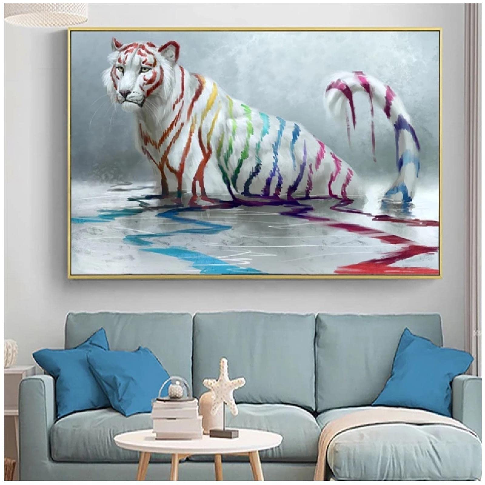 白虎 動物絵 油絵 絵画 インテリア Amazon.co.jp: 絵画 秋の木と白虎の絵インテリア 絵画 動物の絵